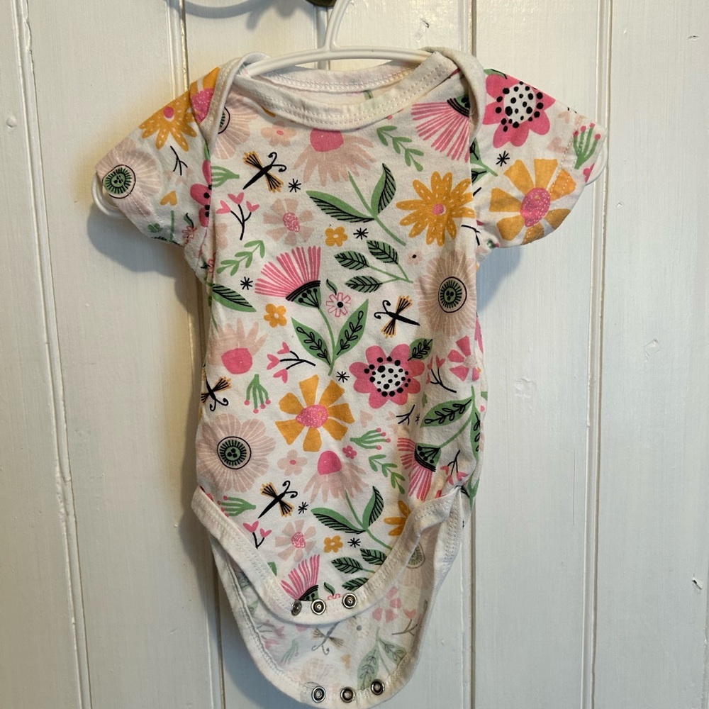 Emporio baby 3/6m multicoloured floral short sleeve onesie